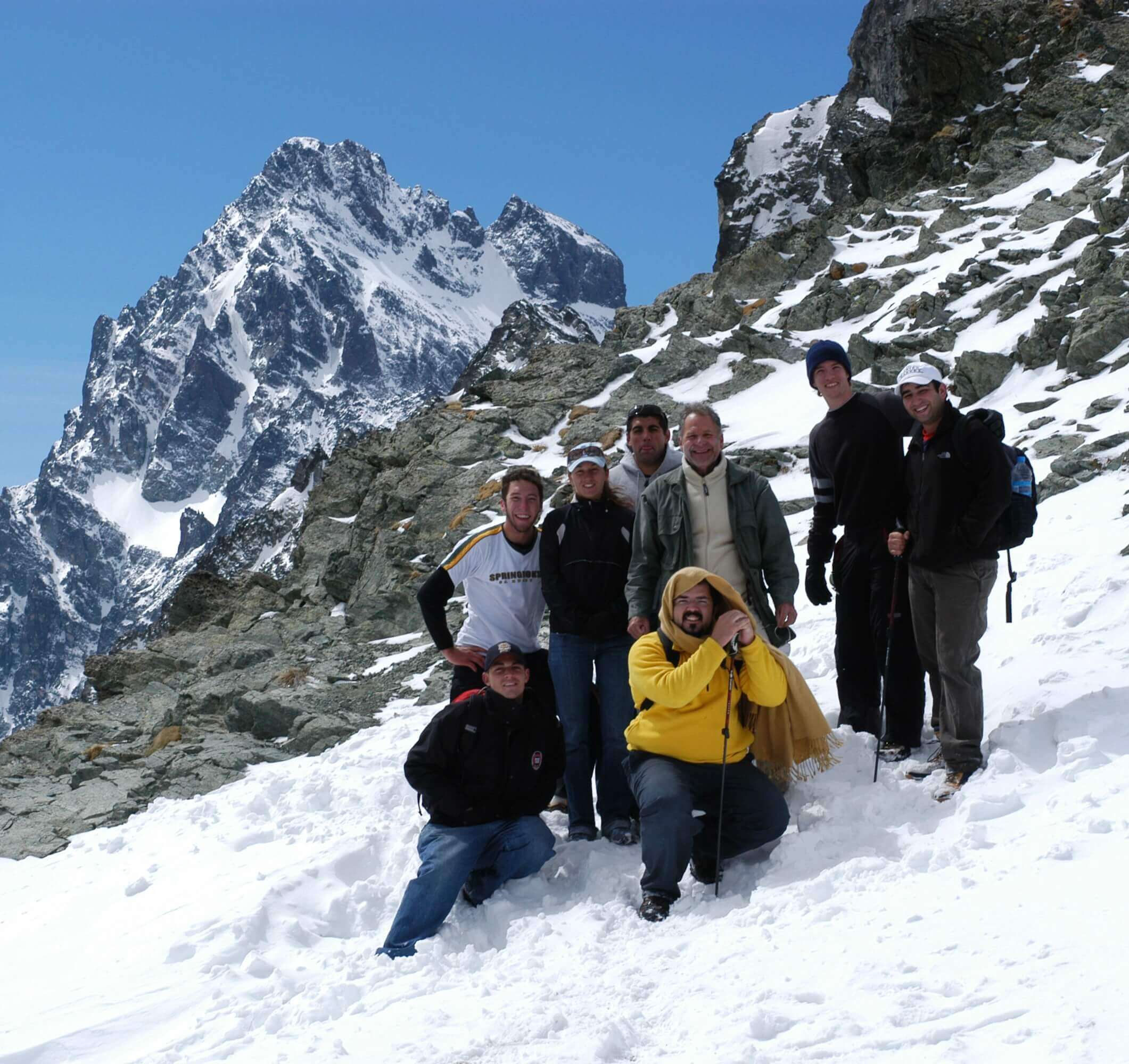 John Prevas with students in the Alps